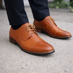 Brand NEW  Bruno Marc PRINCE-6 Cognac Cap Toe Dress Shoes EU 45